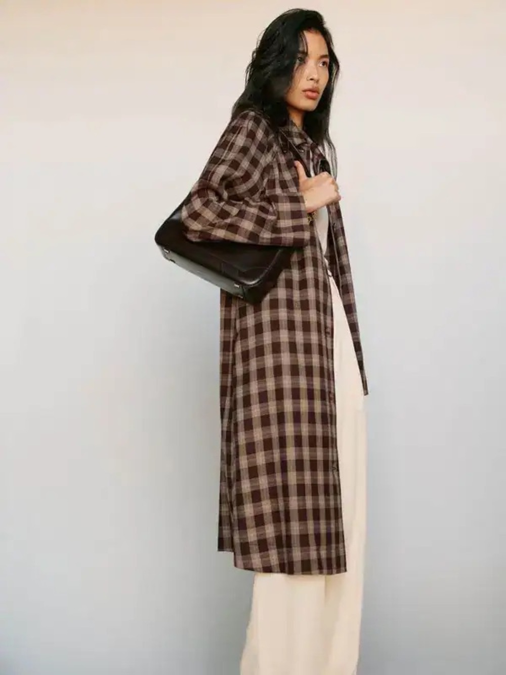 Reformation Beck Plaid Trench Coat - Picture 2 of 7